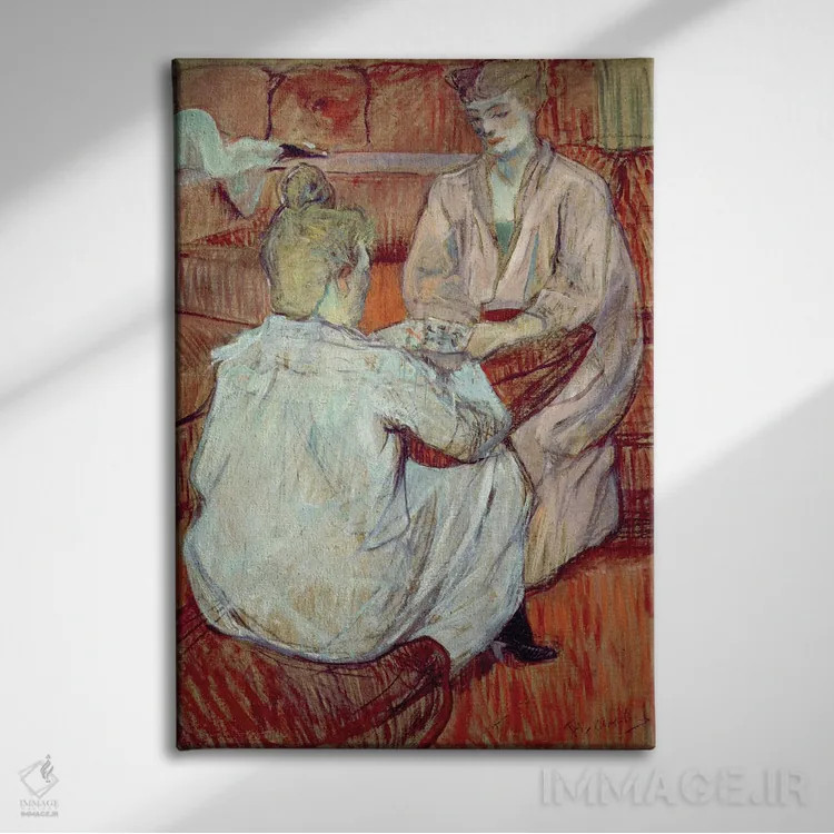 تابلو 1893,بازی ورق، ۱۸۹۳ اثر آنری دو تولوز-لوترک - نمای روبهرو روی دیوار