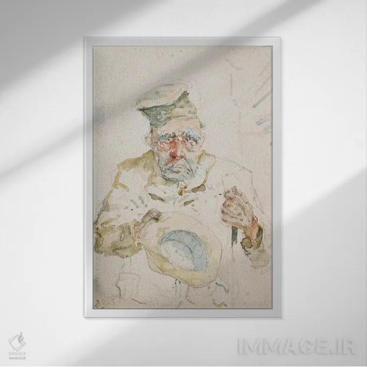 تابلو C.1880,گدا در شهر آلبی، حدود ۱۸۸۰ اثر آنری دو تولوز-لوترک - نمای قابدار سفید