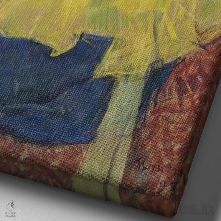 تابلو 1895,دلقک زن شا-او-کائو با لباس رقص باله، ۱۸۹۵ اثر آنری دو تولوز-لوترک - نمای نزدیک بافت بوم