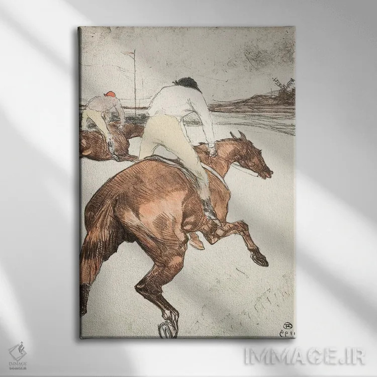 تابلو 1899,جوکی (سوارکار مسابقه)، ۱۸۹۹ اثر آنری دو تولوز-لوترک - نمای روبهرو روی دیوار