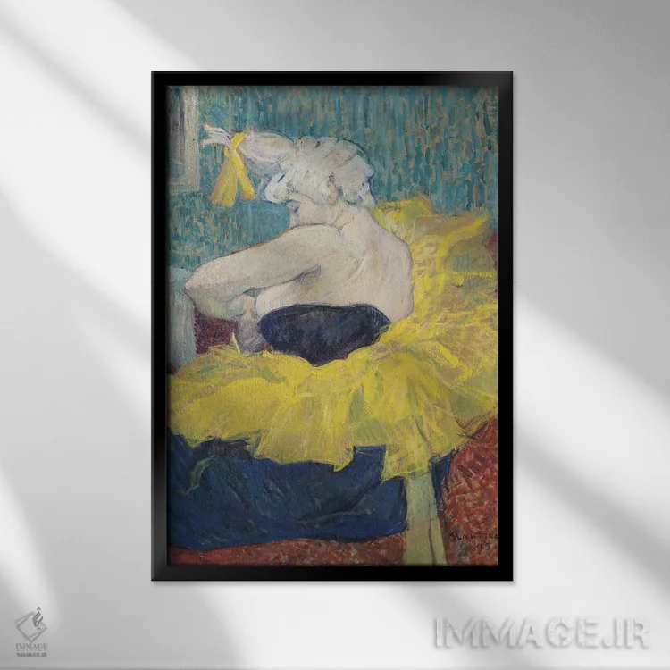 تابلو 1895,دلقک زن شا-او-کائو با لباس رقص باله، ۱۸۹۵ اثر آنری دو تولوز-لوترک - نمای قابدار مشکی