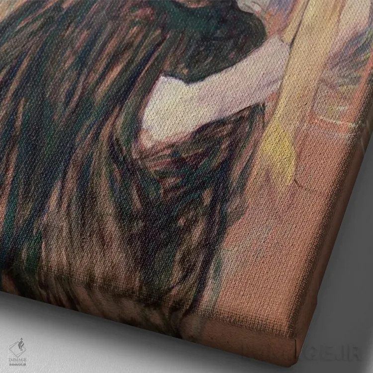 تابلو دلقک زن "شا-او-کائو" اثر آنری دو تولوز-لوترک - نمای نزدیک بافت بوم