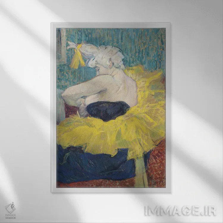 تابلو 1895,دلقک زن شا-او-کائو با لباس رقص باله، ۱۸۹۵ اثر آنری دو تولوز-لوترک - نمای قابدار سفید