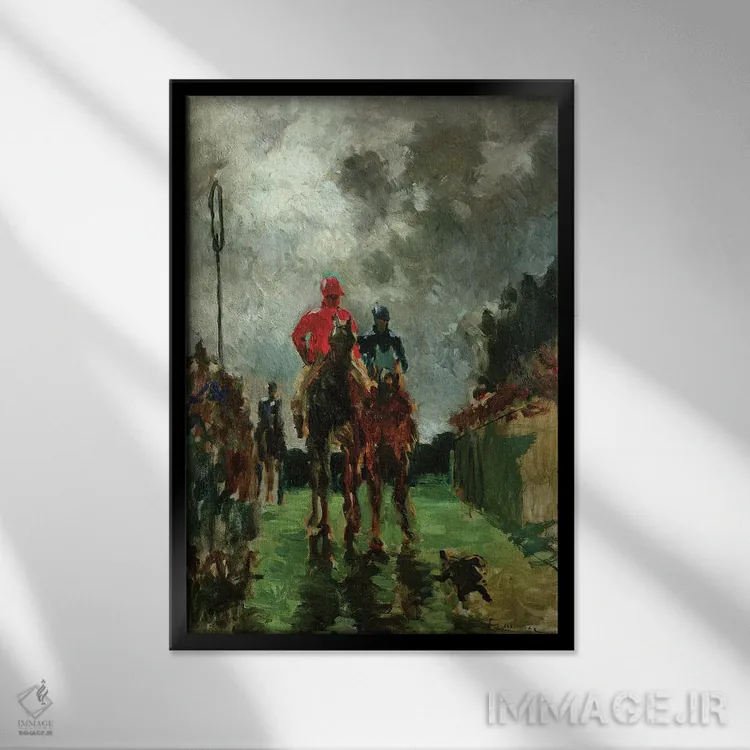 تابلو 1882,جوکیها (سوارکاران مسابقه)، ۱۸۸۲ اثر آنری دو تولوز-لوترک - نمای قابدار مشکی
