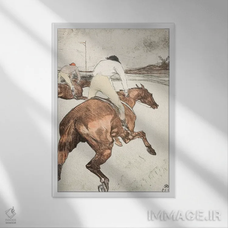 تابلو 1899,جوکی (سوارکار مسابقه)، ۱۸۹۹ اثر آنری دو تولوز-لوترک - نمای قابدار سفید