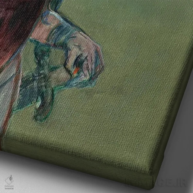 تابلو 1900-1901,اپرای "مسالینا" در بوردو، ۱۹۰۰–۱۹۰۱ اثر آنری دو تولوز-لوترک - نمای نزدیک بافت بوم