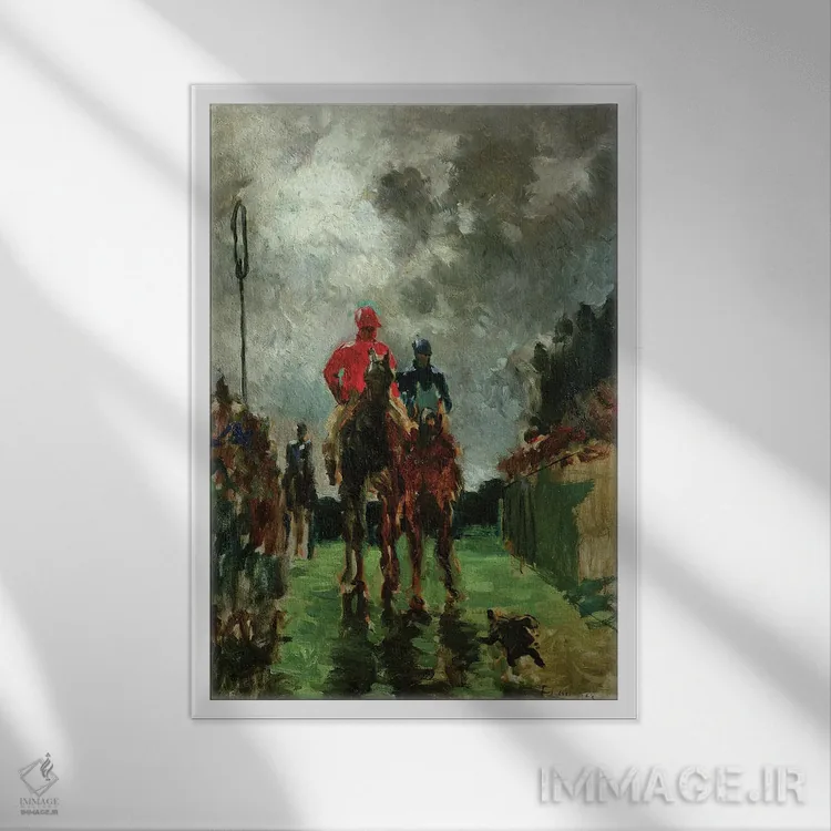 تابلو 1882,جوکیها (سوارکاران مسابقه)، ۱۸۸۲ اثر آنری دو تولوز-لوترک - نمای قابدار سفید