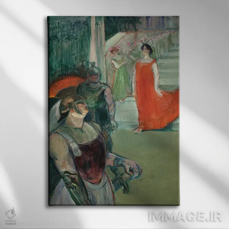 تابلو 1900-1901,اپرای "مسالینا" در بوردو، ۱۹۰۰–۱۹۰۱ اثر آنری دو تولوز-لوترک - نمای روبهرو روی دیوار