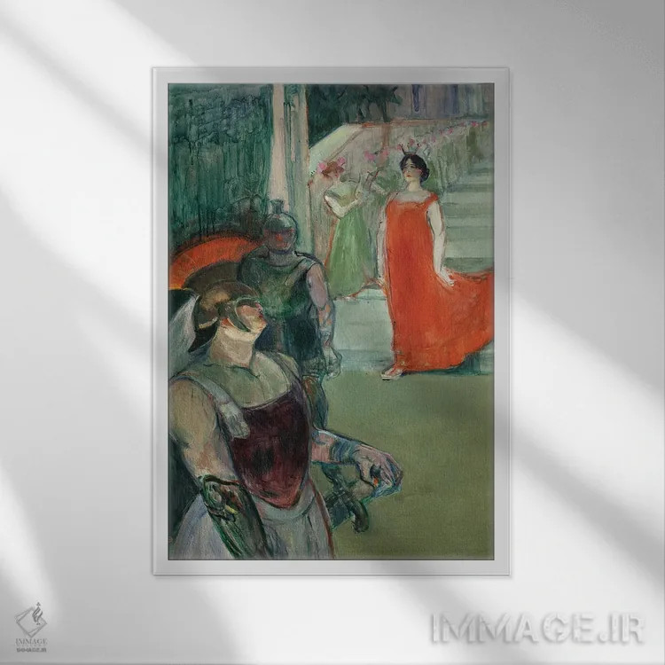 تابلو 1900-1901,اپرای "مسالینا" در بوردو، ۱۹۰۰–۱۹۰۱ اثر آنری دو تولوز-لوترک - نمای قابدار سفید