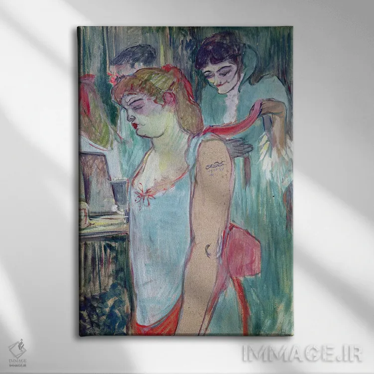 تابلو 1894,زن خالکوبیشده یا آرایش، ۱۸۹۴ اثر آنری دو تولوز-لوترک - نمای روبهرو روی دیوار