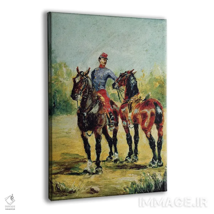 تابلو 1880,دو اسب و یک اسبدار، ۱۸۸۰ اثر آنری دو تولوز-لوترک - نمای پرسپکتیو محصول