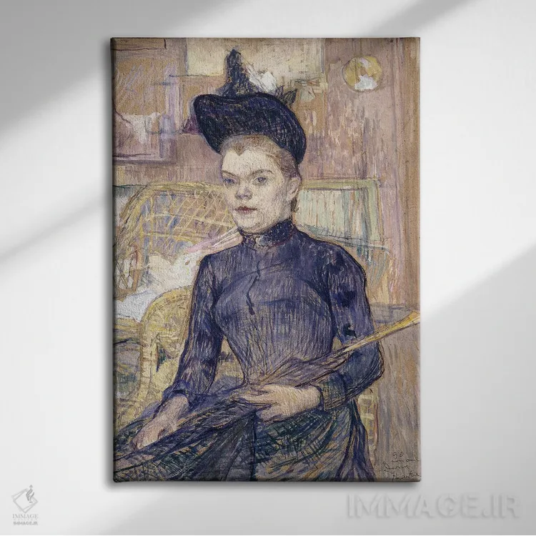 تابلو Deaf Berthe, 1890,زن با کلاه سیاه، برت ناشنوا، ۱۸۹۰ اثر آنری دو تولوز-لوترک - نمای روبهرو روی دیوار