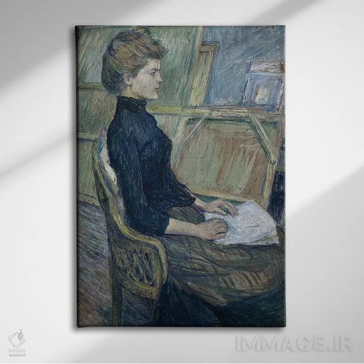 تابلو 1888,مدل جوان، هلن واری در کارگاه، ۱۸۸۸ اثر آنری دو تولوز-لوترک - نمای روبهرو روی دیوار