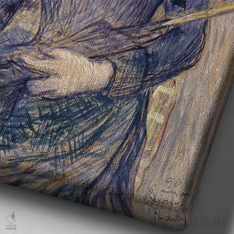 تابلو Deaf Berthe, 1890,زن با کلاه سیاه، برت ناشنوا، ۱۸۹۰ اثر آنری دو تولوز-لوترک - نمای نزدیک بافت بوم