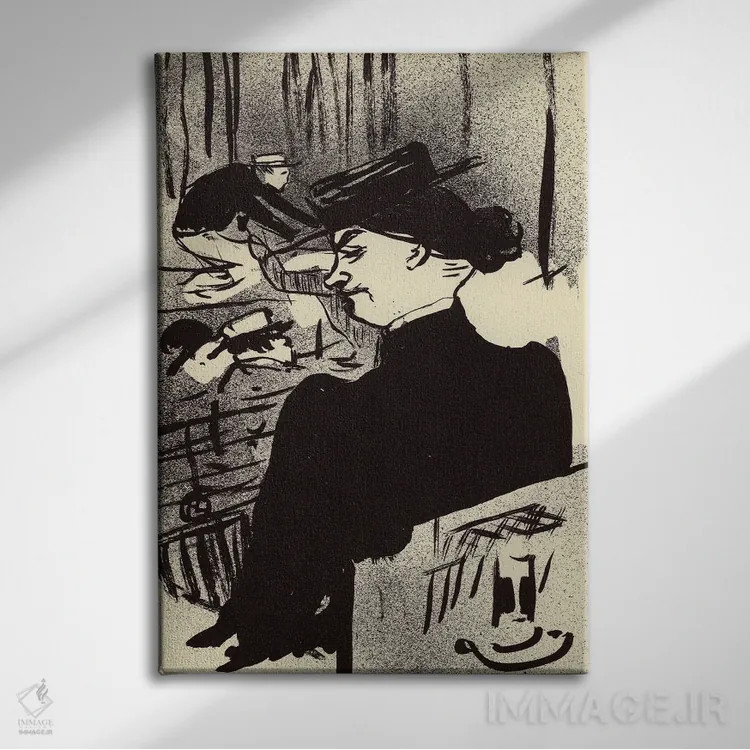 تابلو یک تماشاگر زن (فرانسوی) اثر آنری دو تولوز-لوترک - نمای روبهرو روی دیوار