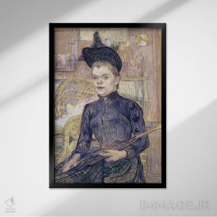 تابلو Deaf Berthe, 1890,زن با کلاه سیاه، برت ناشنوا، ۱۸۹۰ اثر آنری دو تولوز-لوترک - نمای قابدار مشکی