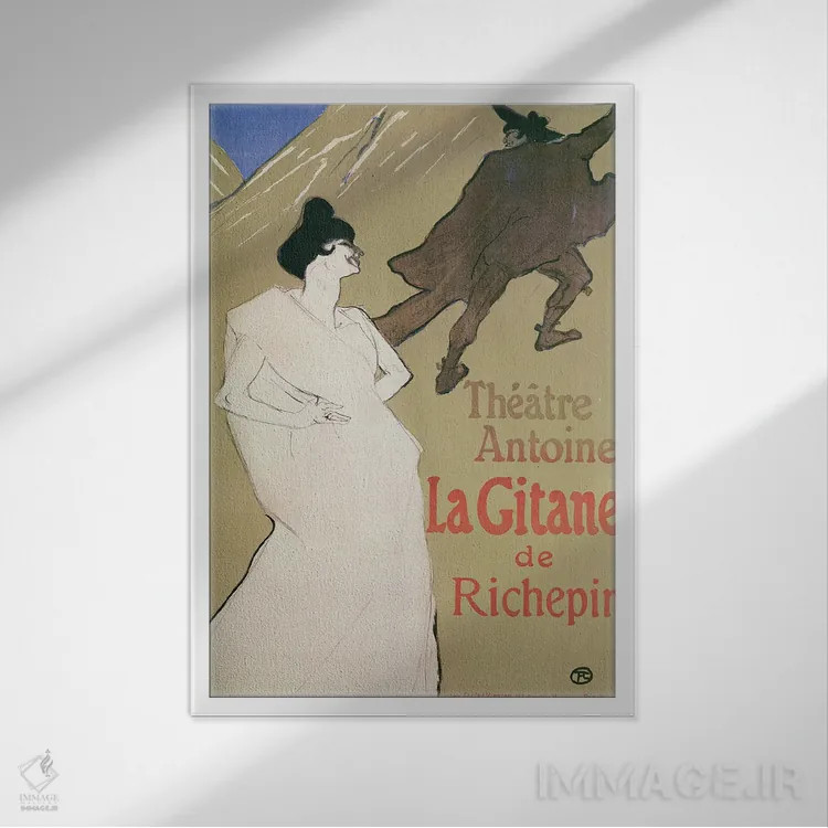 تابلو Richepin'S The Gitane , 1900,تئاتر آنتوان، نمایش "ژیپسی" اثر ریشپن، ۱۹۰۰ اثر آنری دو تولوز-لوترک - نمای قابدار سفید