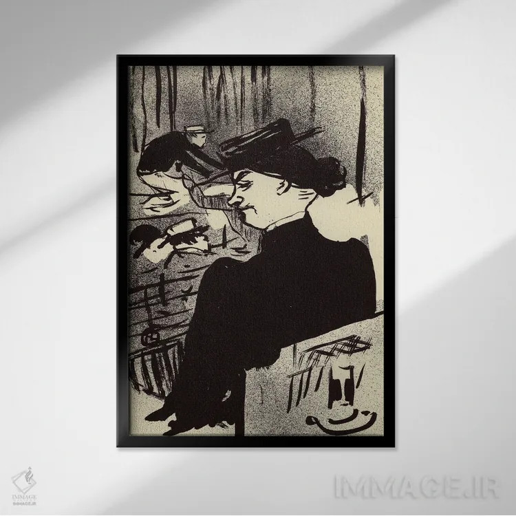 تابلو یک تماشاگر زن (فرانسوی) اثر آنری دو تولوز-لوترک - نمای قابدار مشکی