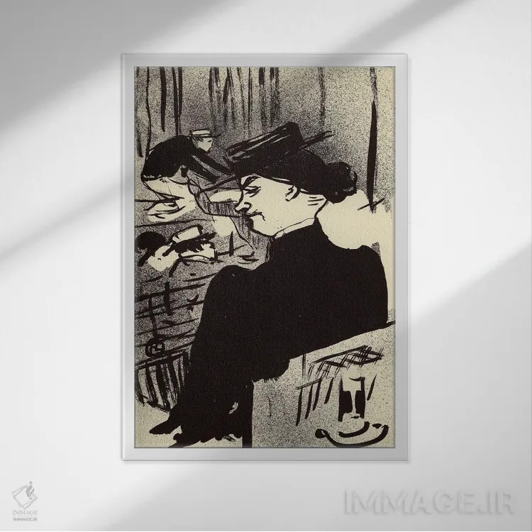 تابلو یک تماشاگر زن (فرانسوی) اثر آنری دو تولوز-لوترک - نمای قابدار سفید