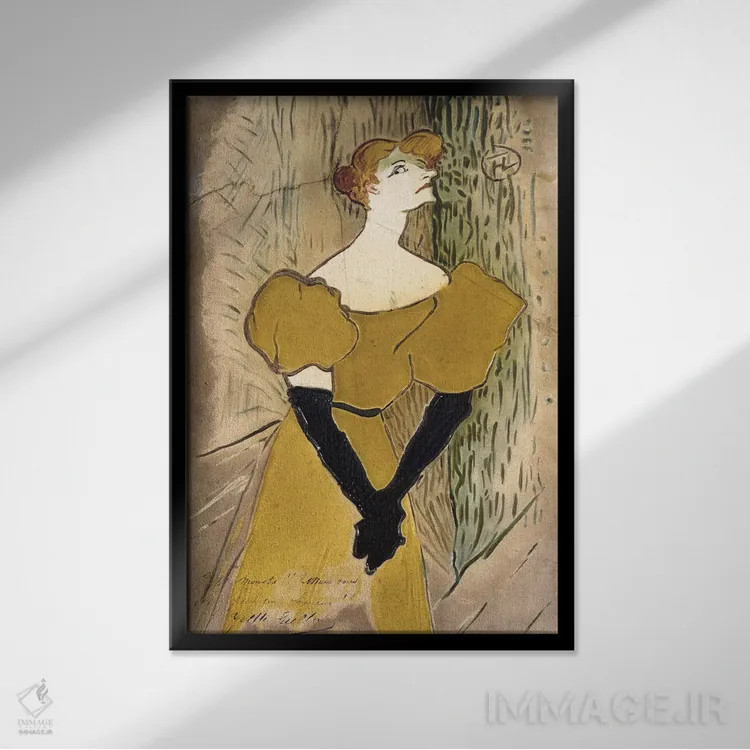 تابلو ایوت گیلبر، ۱۸۹۵ (شخصیت تاریخی فرانسوی) اثر آنری دو تولوز-لوترک - نمای قابدار مشکی