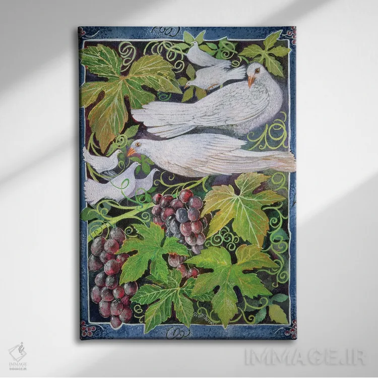 تابلو کبوترها، ۱۹۹۶ اثر لیزا گرا یِنسن - نمای روبهرو روی دیوار