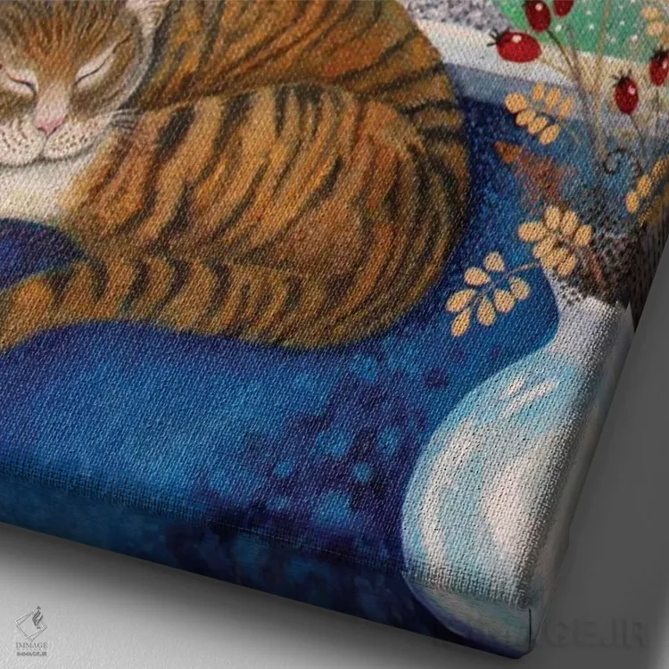 تابلو گربه دنج، ۲۰۱۶ اثر لیزا گرا یِنسن - نمای نزدیک بافت بوم