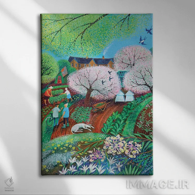 تابلو سگ خوابآلود، ۲۰۱۸ (رنگ اکریلیک روی کاغذ) اثر لیزا گرا یِنسن - نمای روبهرو روی دیوار