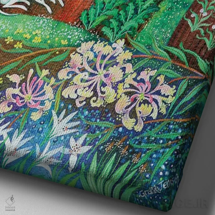 تابلو سگ خوابآلود، ۲۰۱۸ (رنگ اکریلیک روی کاغذ) اثر لیزا گرا یِنسن - نمای نزدیک بافت بوم