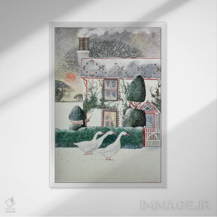 تابلو کلبه کریسمسی، ۱۹۸۵ اثر لیزا گرا یِنسن - نمای قابدار سفید