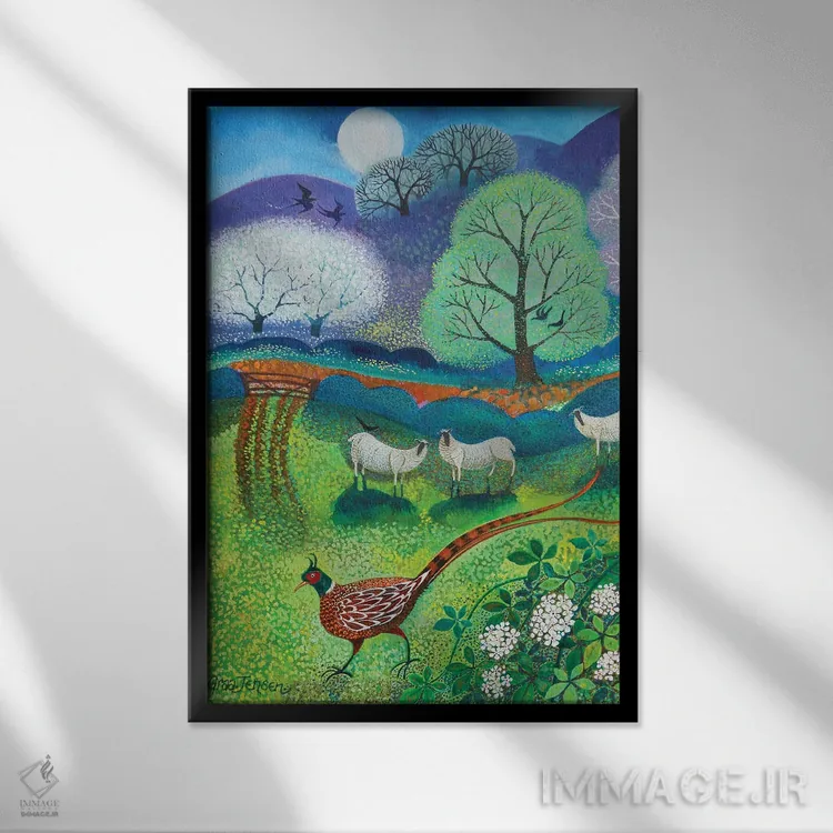تابلو قرقاول پرسی، ۲۰۲۰ اثر لیزا گرا یِنسن - نمای قابدار مشکی