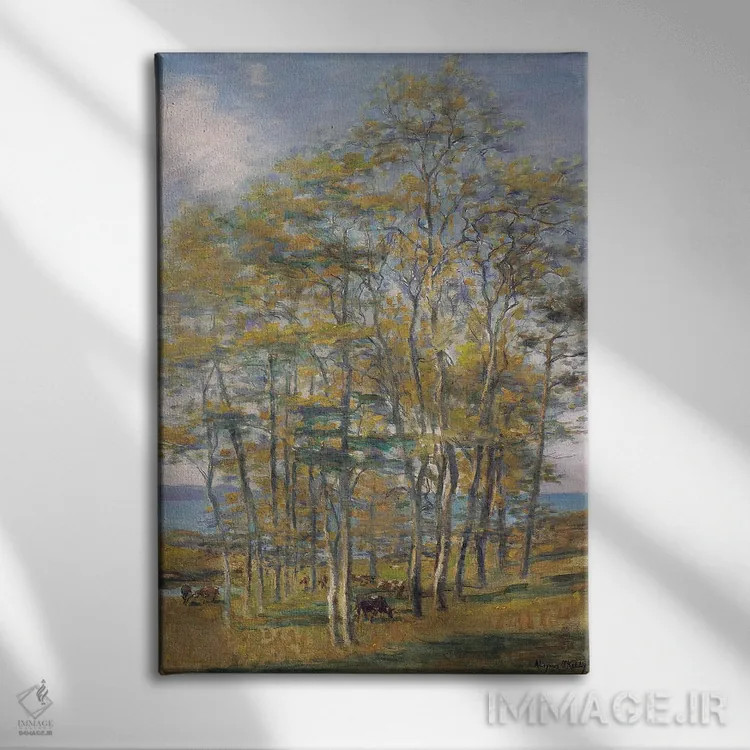 تابلو گاوها در حال چرا در بریتانی (فرانسه) اثر آلویسیوس سی. اوکلی - نمای روبهرو روی دیوار