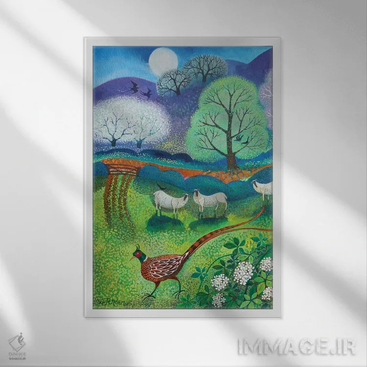 تابلو قرقاول پرسی، ۲۰۲۰ اثر لیزا گرا یِنسن - نمای قابدار سفید