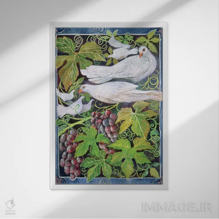 تابلو کبوترها، ۱۹۹۶ اثر لیزا گرا یِنسن - نمای قابدار سفید