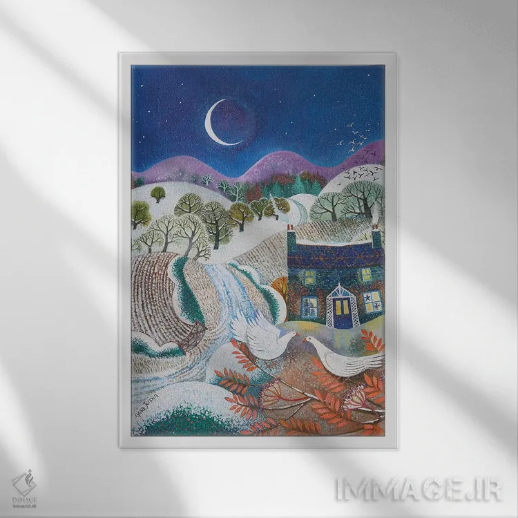 تابلو پرندگان برفی، ۲۰۱۸ اثر لیزا گرا یِنسن - نمای قابدار سفید