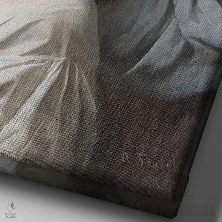 تابلو "ایفیژنی" سر یک زن، ۱۸۷۰ اثر انسلْم فوئرباخ (نقاش آلمانی) - نمای نزدیک بافت بوم