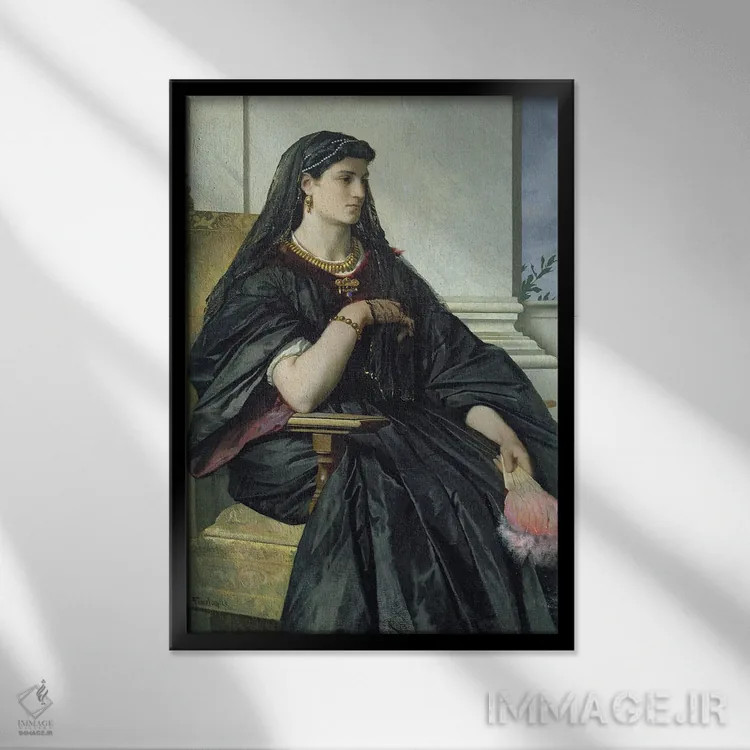 تابلو بیانکا کاپلو، ۱۸۶۴/۶۸ اثر انسلْم فوئرباخ (نقاش آلمانی) - نمای قابدار مشکی