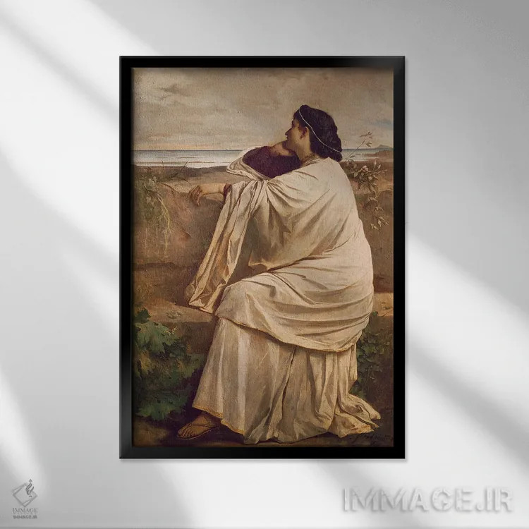 تابلو ایفیژنی (اسطوره یونانی) اثر انسلْم فوئرباخ (نقاش آلمانی) - نمای قابدار مشکی