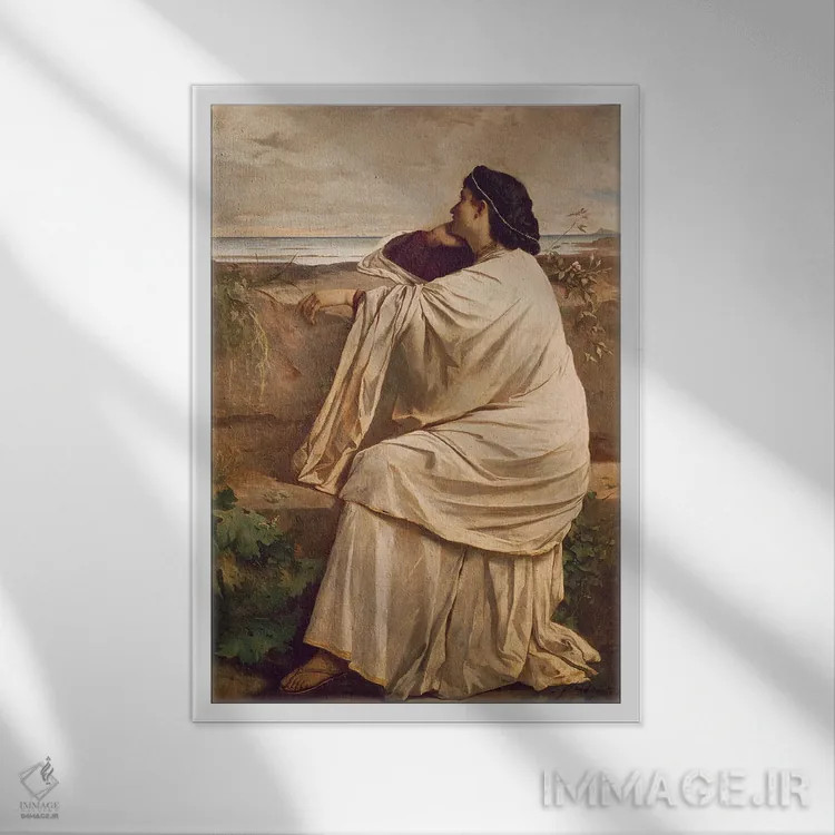 تابلو ایفیژنی (اسطوره یونانی) اثر انسلْم فوئرباخ (نقاش آلمانی) - نمای قابدار سفید