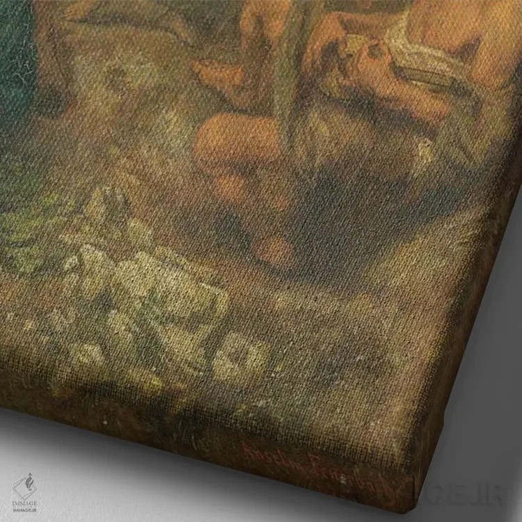 تابلو رقص کولی، ۱۸۵۳ اثر انسلْم فوئرباخ (نقاش آلمانی) - نمای نزدیک بافت بوم