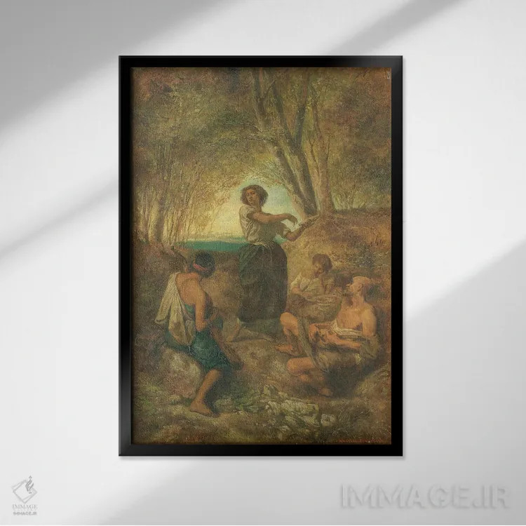 تابلو رقص کولی، ۱۸۵۳ اثر انسلْم فوئرباخ (نقاش آلمانی) - نمای قابدار مشکی