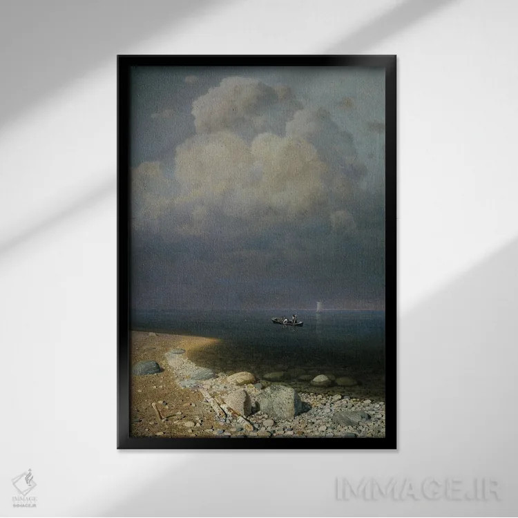 تابلو دریاچه لادگا، ۱۸۷۳ (روسیه) اثر آرکیپ ایوانوویچ کوئینجی (نقاش روسی) - نمای قابدار مشکی