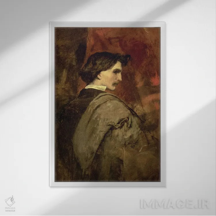 تابلو خودنگاره، حدود ۱۸۶۰ اثر انسلْم فوئرباخ (نقاش آلمانی) - نمای قابدار سفید