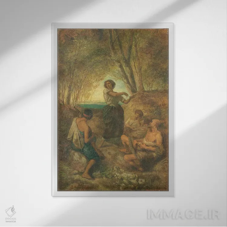 تابلو رقص کولی، ۱۸۵۳ اثر انسلْم فوئرباخ (نقاش آلمانی) - نمای قابدار سفید