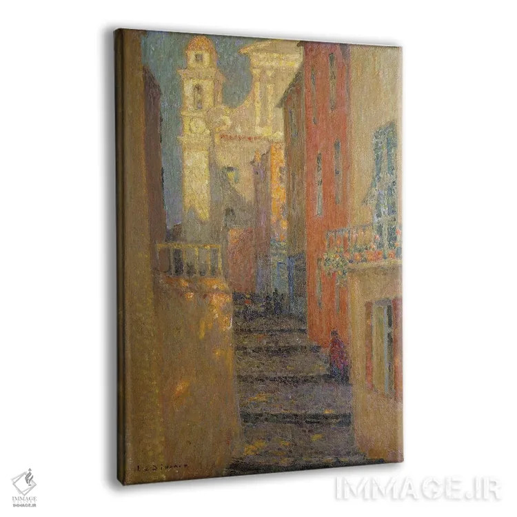 تابلو خیابان کلیسا (فرانسه) اثر آنری اوژن اوگوستین لو سیدانر - نمای پرسپکتیو محصول