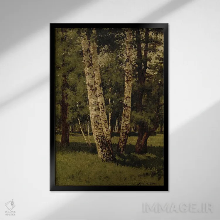 تابلو درختان توس اثر آرکیپ ایوانوویچ کوئینجی (نقاش روسی) - نمای قابدار مشکی
