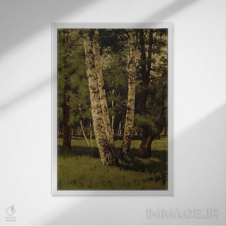 تابلو درختان توس اثر آرکیپ ایوانوویچ کوئینجی (نقاش روسی) - نمای قابدار سفید
