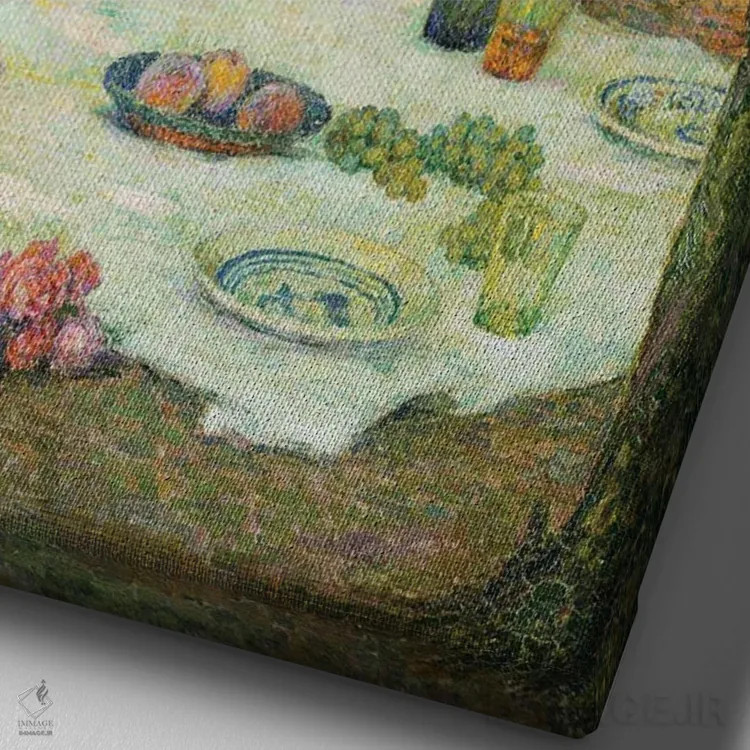 تابلو عصرانه زیر درختان، ژربروی، ۱۹۲۵ اثر آنری اوژن اوگوستین لو سیدانر - نمای نزدیک بافت بوم