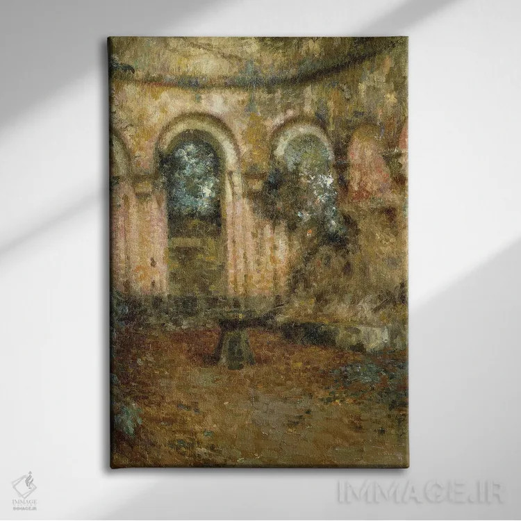 تابلو زمینهای اطراف قلعه؛ حیاط قلعه، ۱۹۰۵ اثر آنری اوژن اوگوستین لو سیدانر - نمای روبهرو روی دیوار