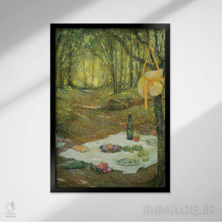 تابلو عصرانه زیر درختان، ژربروی، ۱۹۲۵ اثر آنری اوژن اوگوستین لو سیدانر - نمای قابدار مشکی