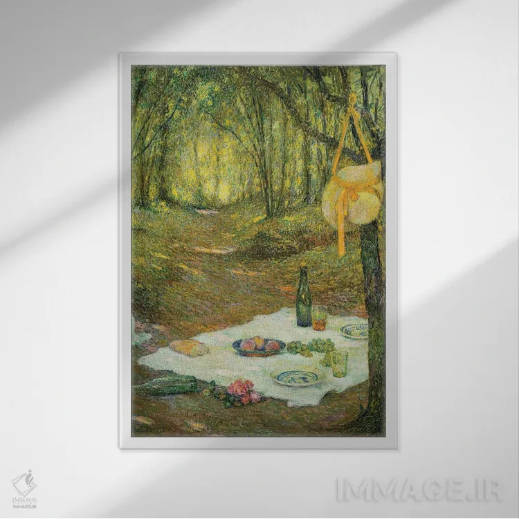 تابلو عصرانه زیر درختان، ژربروی، ۱۹۲۵ اثر آنری اوژن اوگوستین لو سیدانر - نمای قابدار سفید